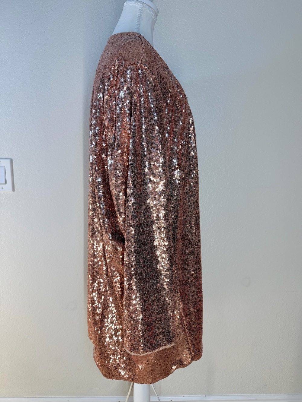 Torrid Women’s Sequin Open Front Duster Cardigan Rose Gold Size 4 - Picture 7 of 16